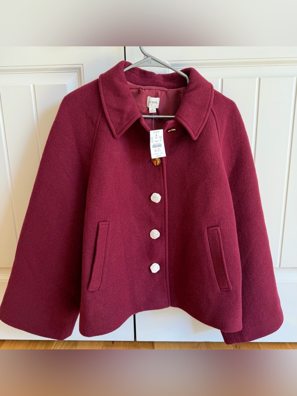 J. Crew Burgundy Swing Coat Wool Blend Women NWT